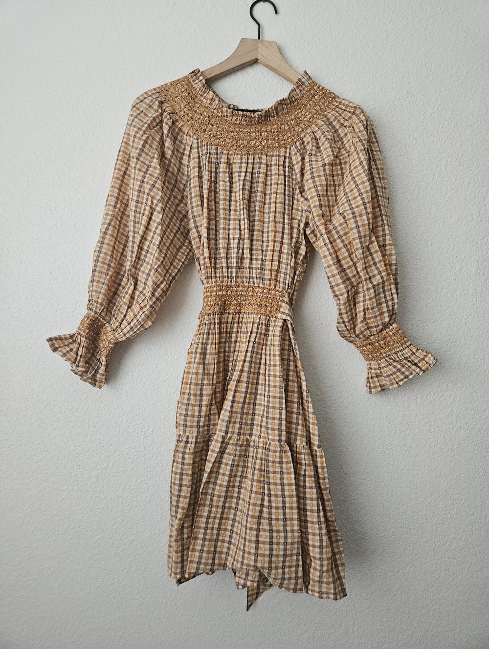 Doen sabine dress in orange meringue plaid, xsmall